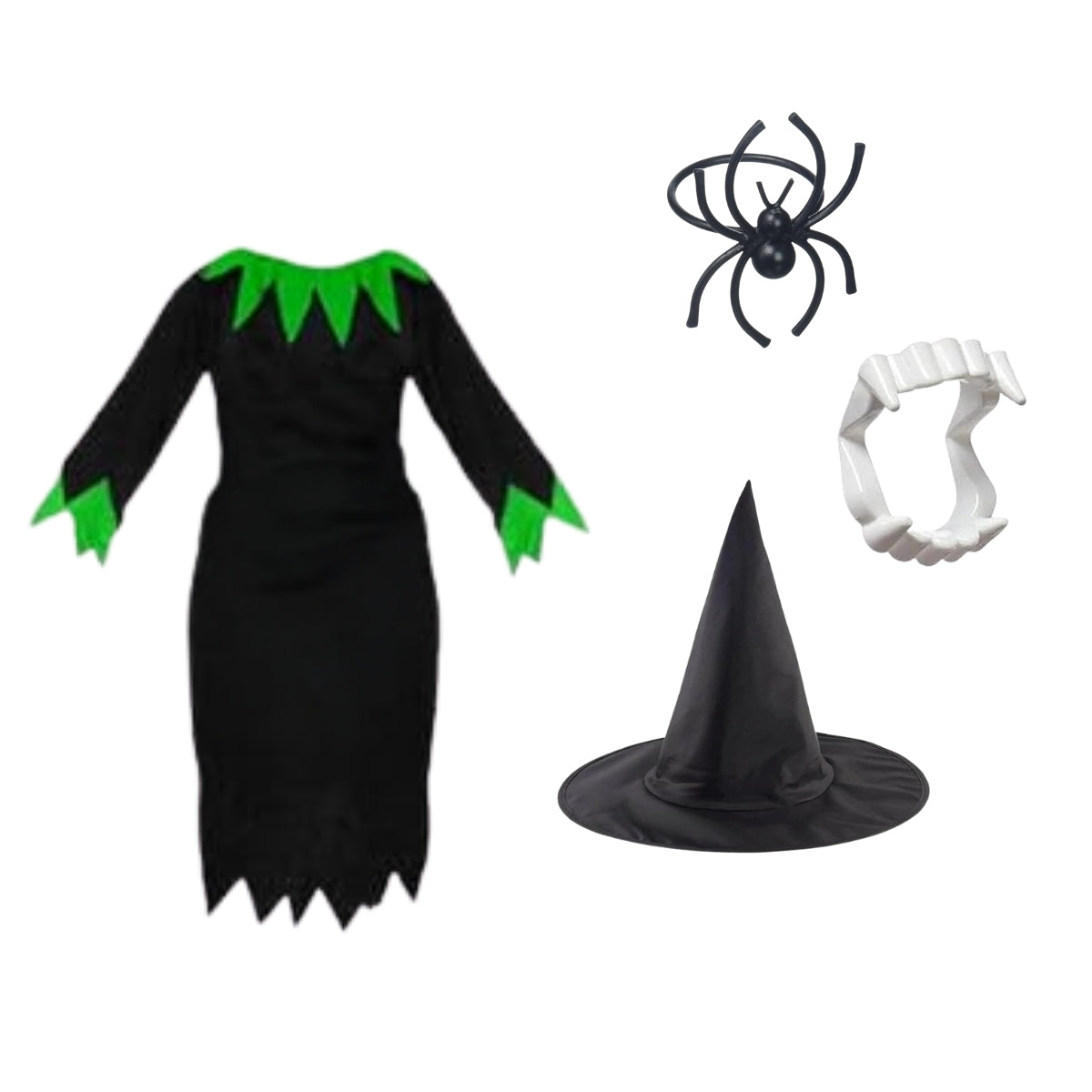 Halloween Dress| Witch Frock Costume and Accessories|For Girls  Kids |Haunted Horror Theme Dress (Free Scary Teeth)