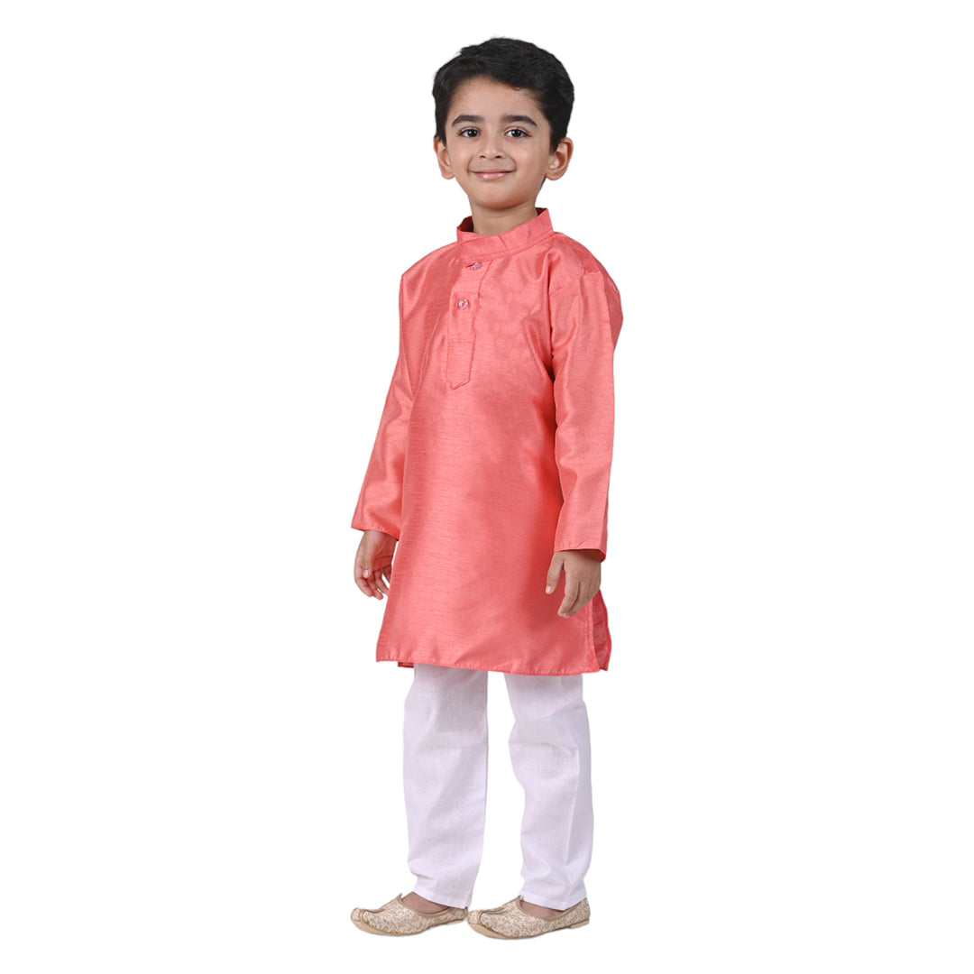 Vaanee Designz Baby Boys Silk Ethnic Wear Kurta Pyjama Set in Light Pink for Boys Kids