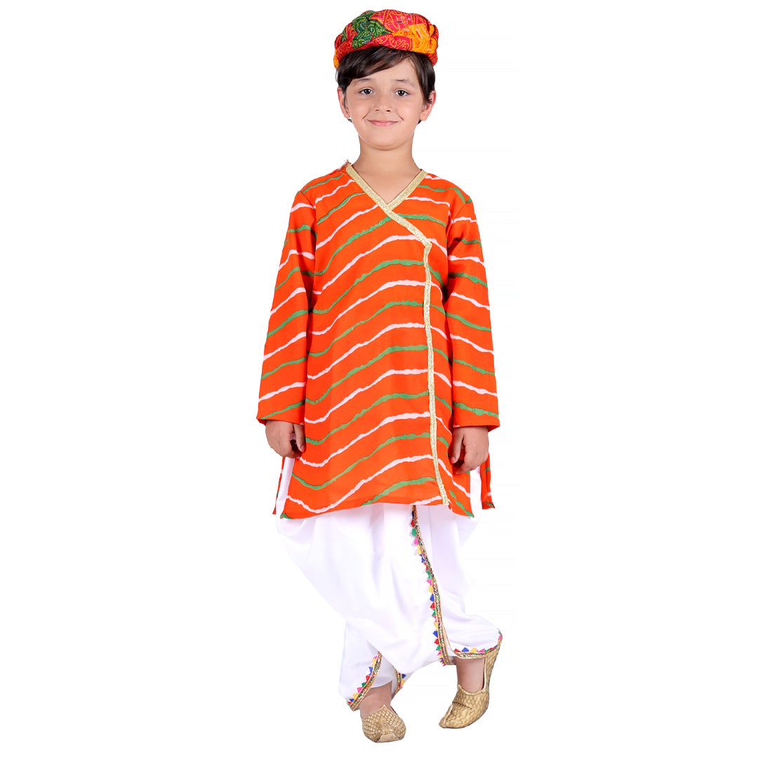 Rajasthani Dress For Boys Kids Indian States &amp; Folk Dance Costume (IMC45006-ORANGE)