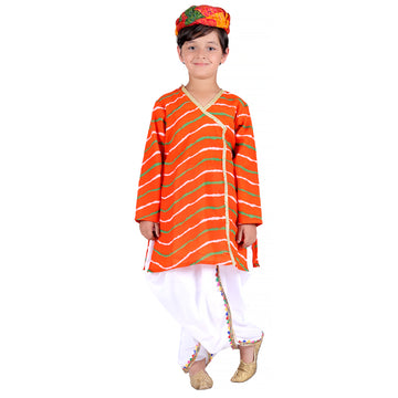 Rajasthani Dress For Boys Kids Indian States &amp; Folk Dance Costume (IMC45006-ORANGE)