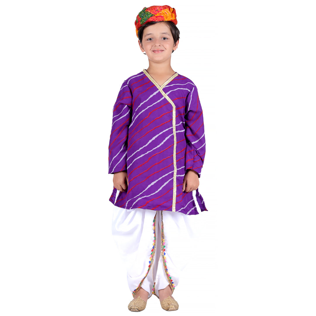 Rajasthani Dress For Boys Kids Indian States &amp; Folk Dance Costume (IMC45006-PURPLE)