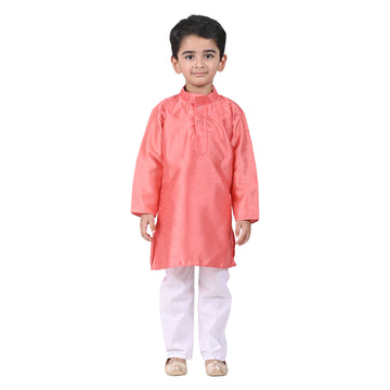 Vaanee Designz Baby Boys Silk Ethnic Wear Kurta Pyjama Set in Light Pink for Boys Kids