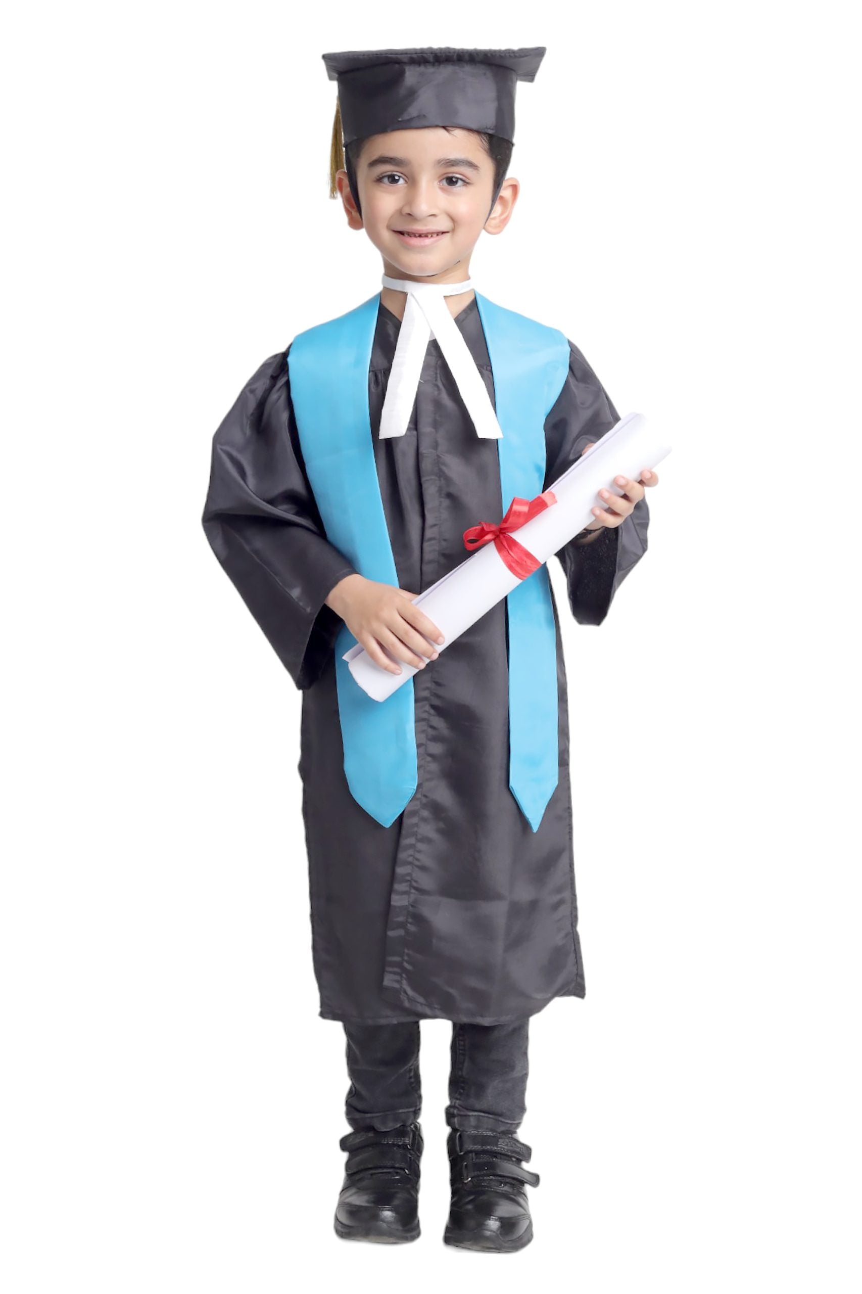 Convocation Graduation Black Gown Costume for Kids (IMC4082-Blue)