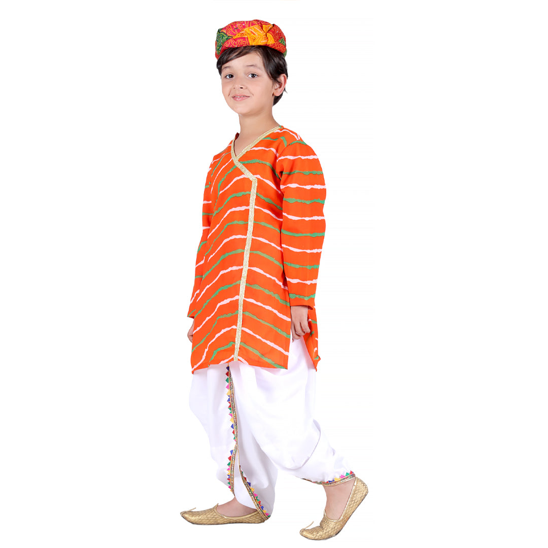 Rajasthani Dress For Boys Kids Indian States &amp; Folk Dance Costume (IMC45006-ORANGE)