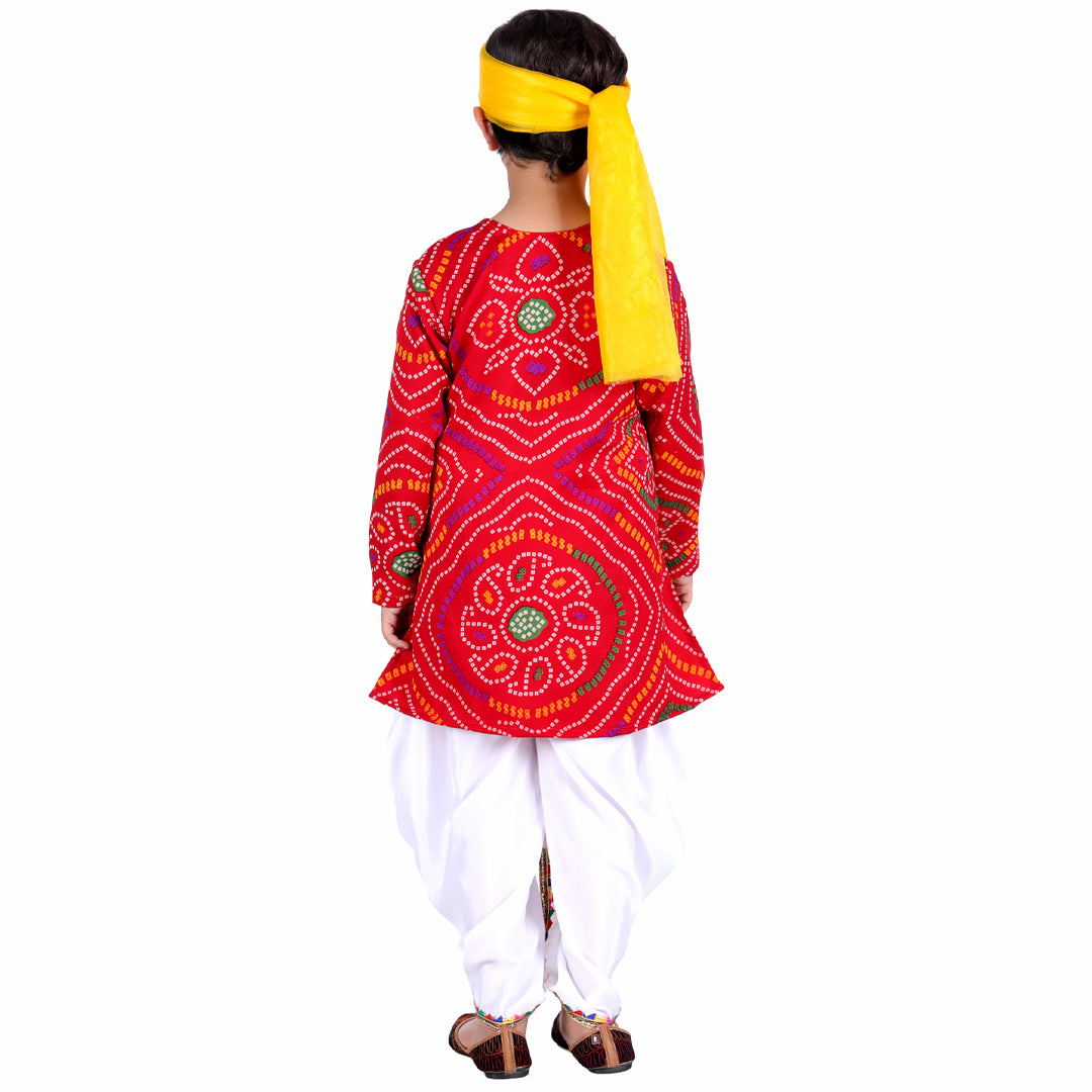 Rajasthani Dress For Boys Kids Indian States &amp; Folk Dance Costume (IMC45006-REDWHITE)
