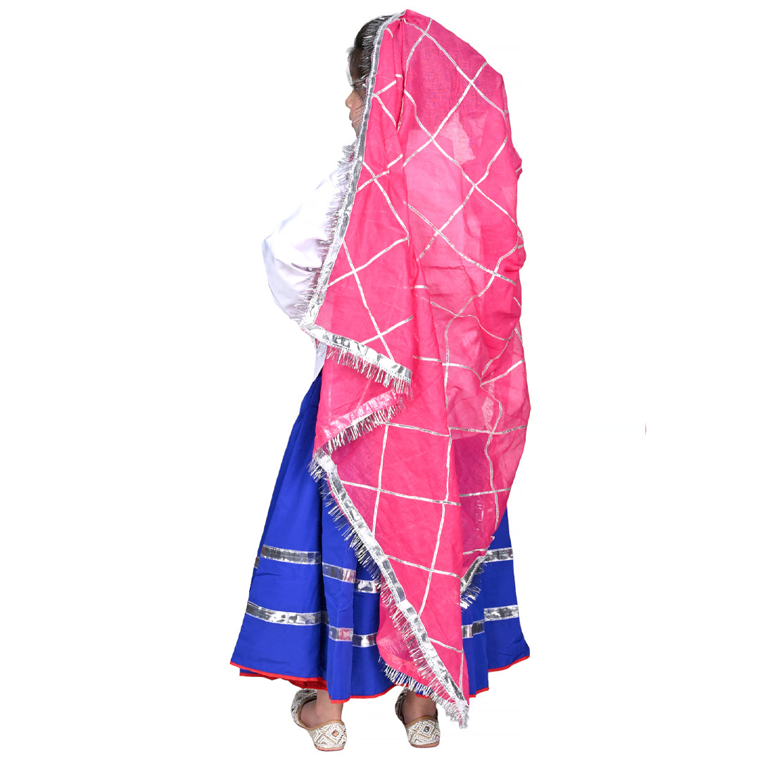 Haryanvi Dress For Girls Kids Indian States &amp; Folk Dance Costume (IMC45005-BLUEPINK)