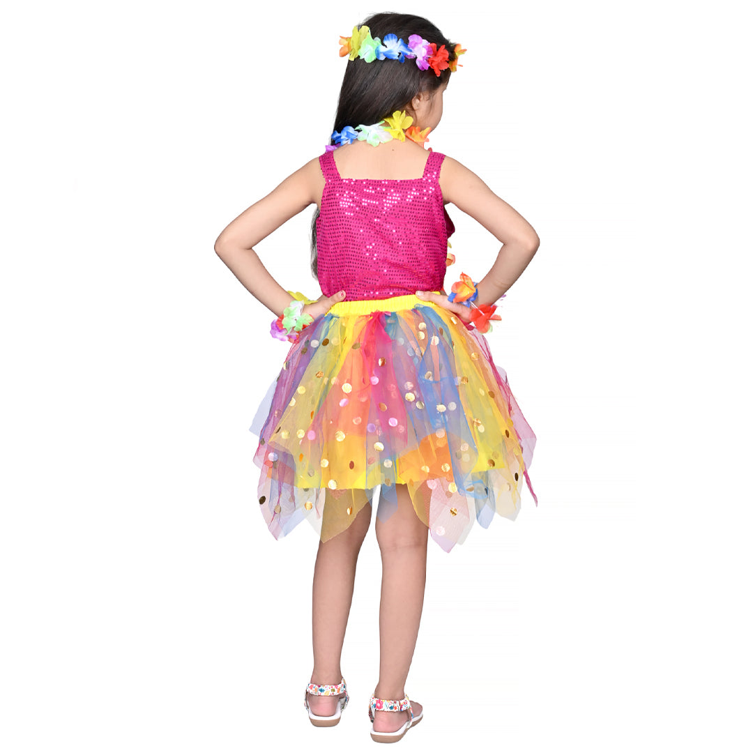 Goa Dress for Girls Kids Pack of 3(Skirt ,Top &amp; Flower Accessories) Kids Costume (IMC45007-MAG)