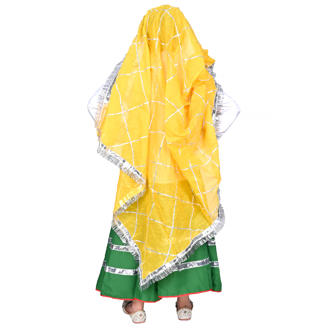 Haryanvi Dress For Girls Kids Indian States &amp; Folk Dance Costume (IMC45005-GREENYELLOW)