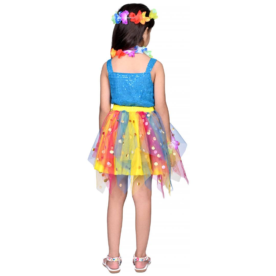 Goa Dress for Girls Kids Pack of 3(Skirt ,Top &amp; Flower Accessories) Kids Costume (IMC45007-TURQUOISE)