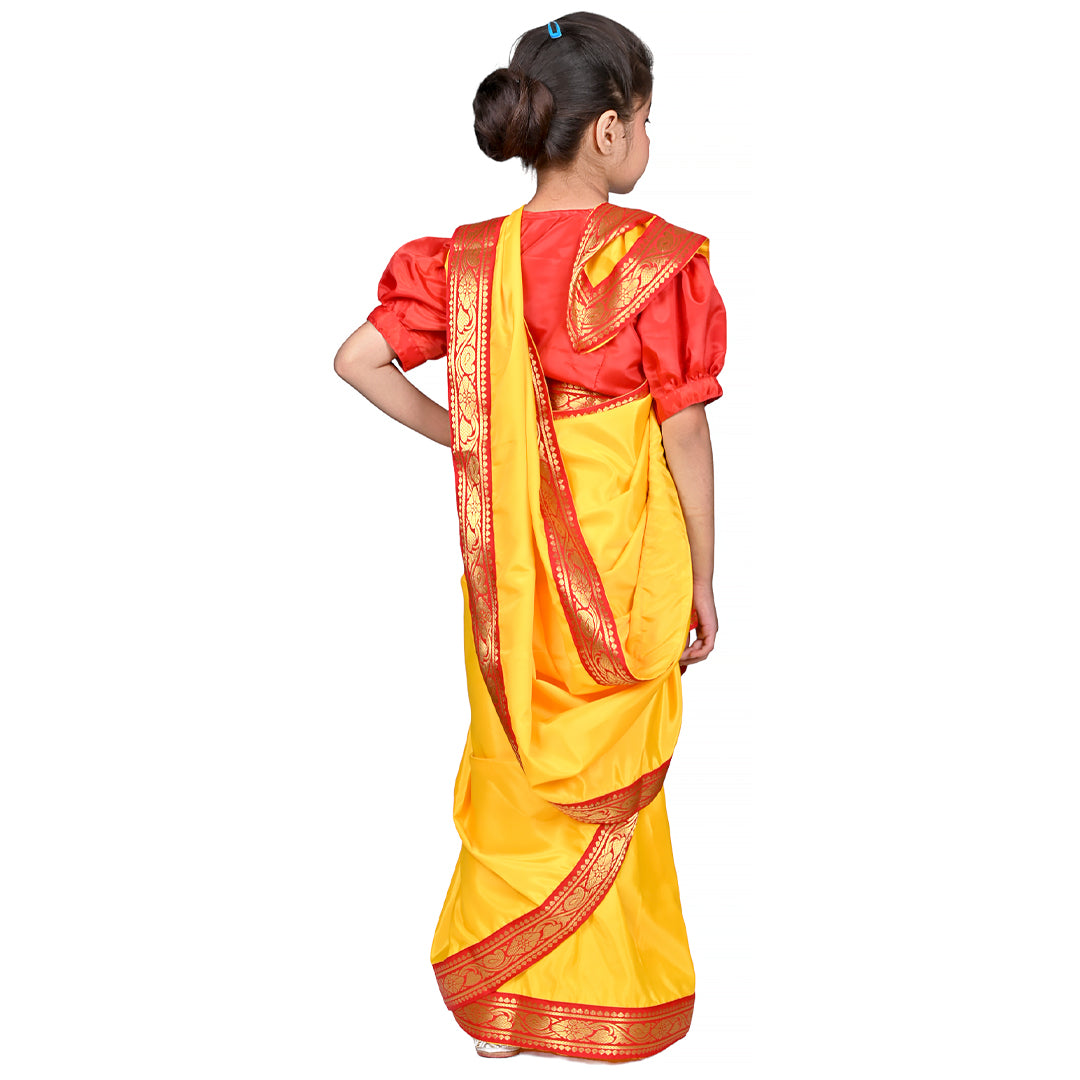 Bengali Dress For Girls Kids Indian States &amp; Folk Dance Costume (IMC45003-YELLOW)