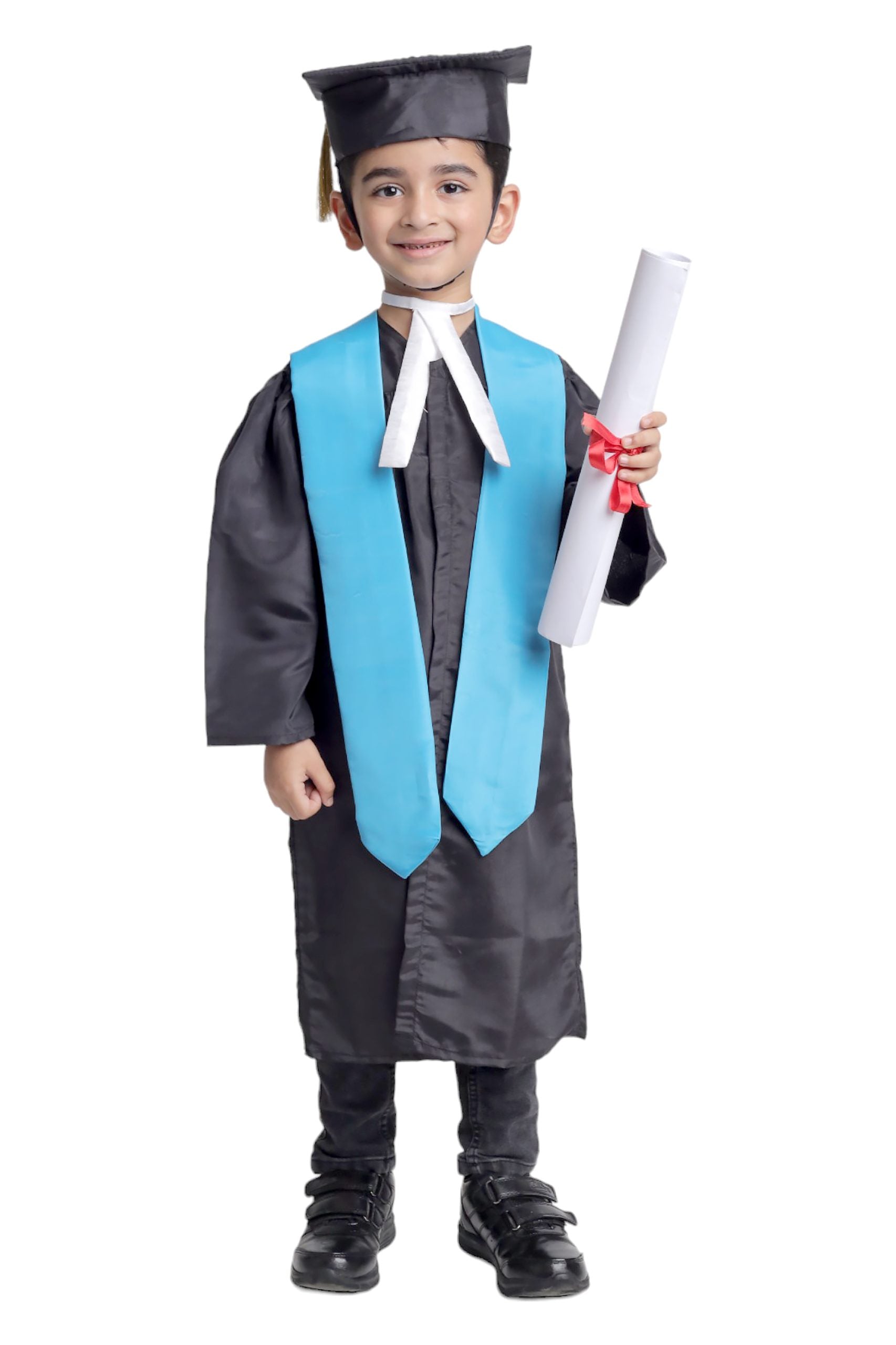 Convocation Graduation Black Gown Costume for Kids (IMC4082-Blue)