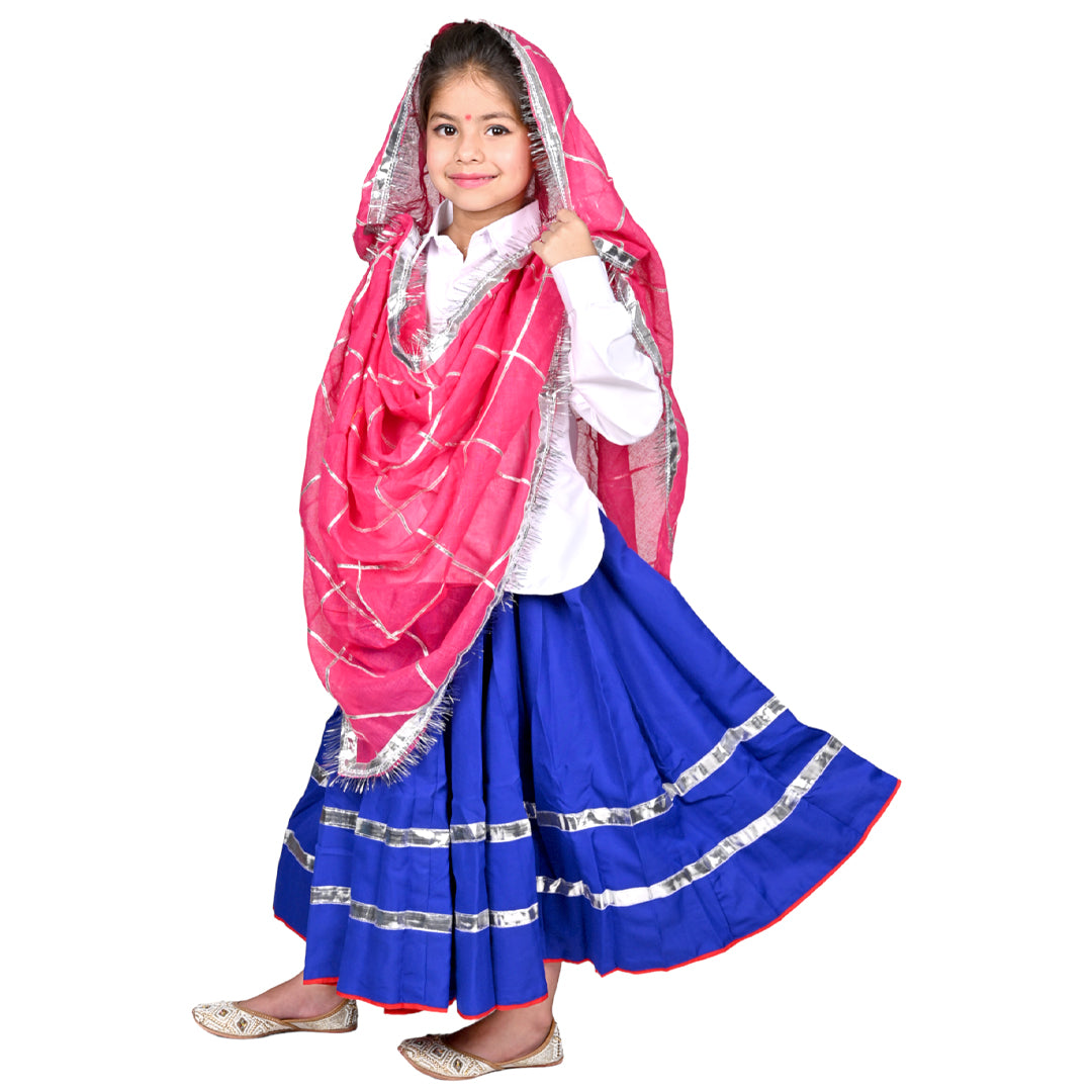 Haryanvi Dress For Girls Kids Indian States &amp; Folk Dance Costume (IMC45005-BLUEPINK)