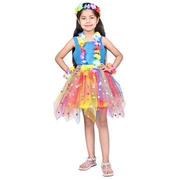 Goa Dress for Girls Kids Pack of 3(Skirt ,Top &amp; Flower Accessories) Kids Costume (IMC45007-TURQUOISE)