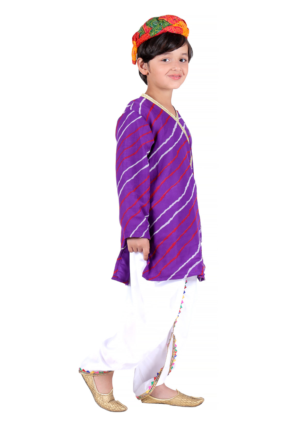 Rajasthani Dress For Boys Kids Indian States &amp; Folk Dance Costume (IMC45006-PURPLE)