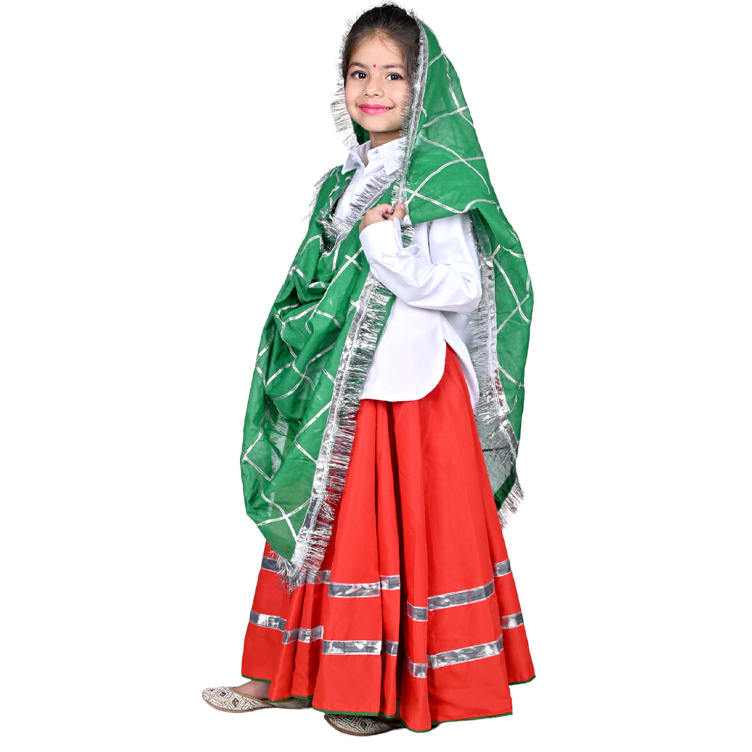 Haryanvi Dress For Girls Kids Indian States &amp; Folk Dance Costume (IMC45005-REDGREEN)