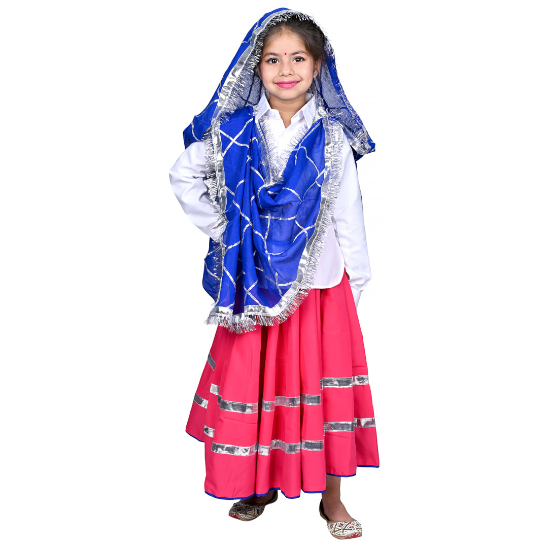 Haryanvi Dress For Girls Kids Indian States &amp; Folk Dance Costume (IMC45005-PINKBLUE)