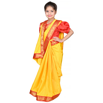Bengali Dress For Girls Kids Indian States &amp; Folk Dance Costume (IMC45003-YELLOW)