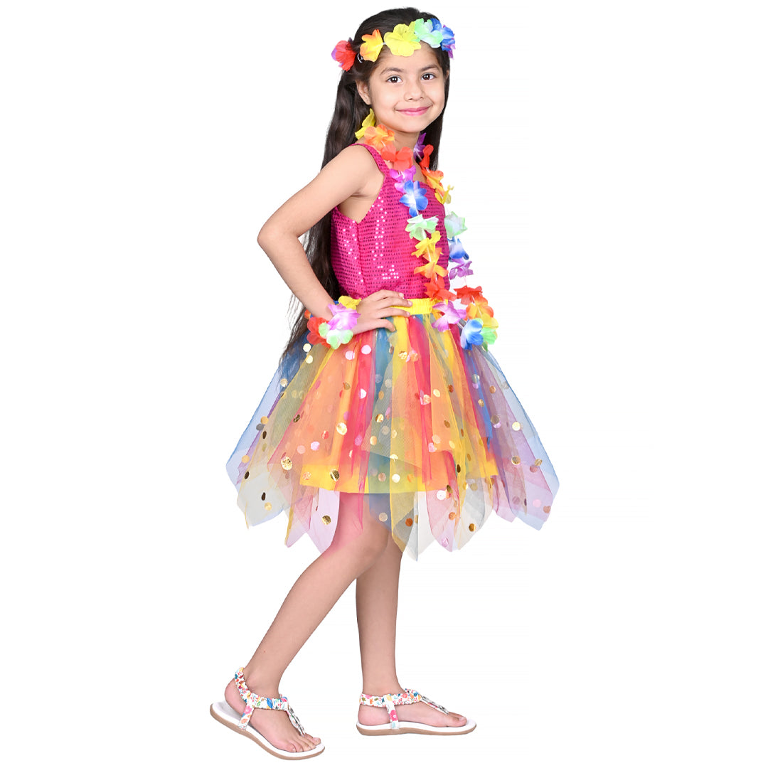 Goa Dress for Girls Kids Pack of 3(Skirt ,Top &amp; Flower Accessories) Kids Costume (IMC45007-MAG)