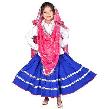 Haryanvi Dress For Girls Kids Indian States &amp; Folk Dance Costume (IMC45005-BLUEPINK)