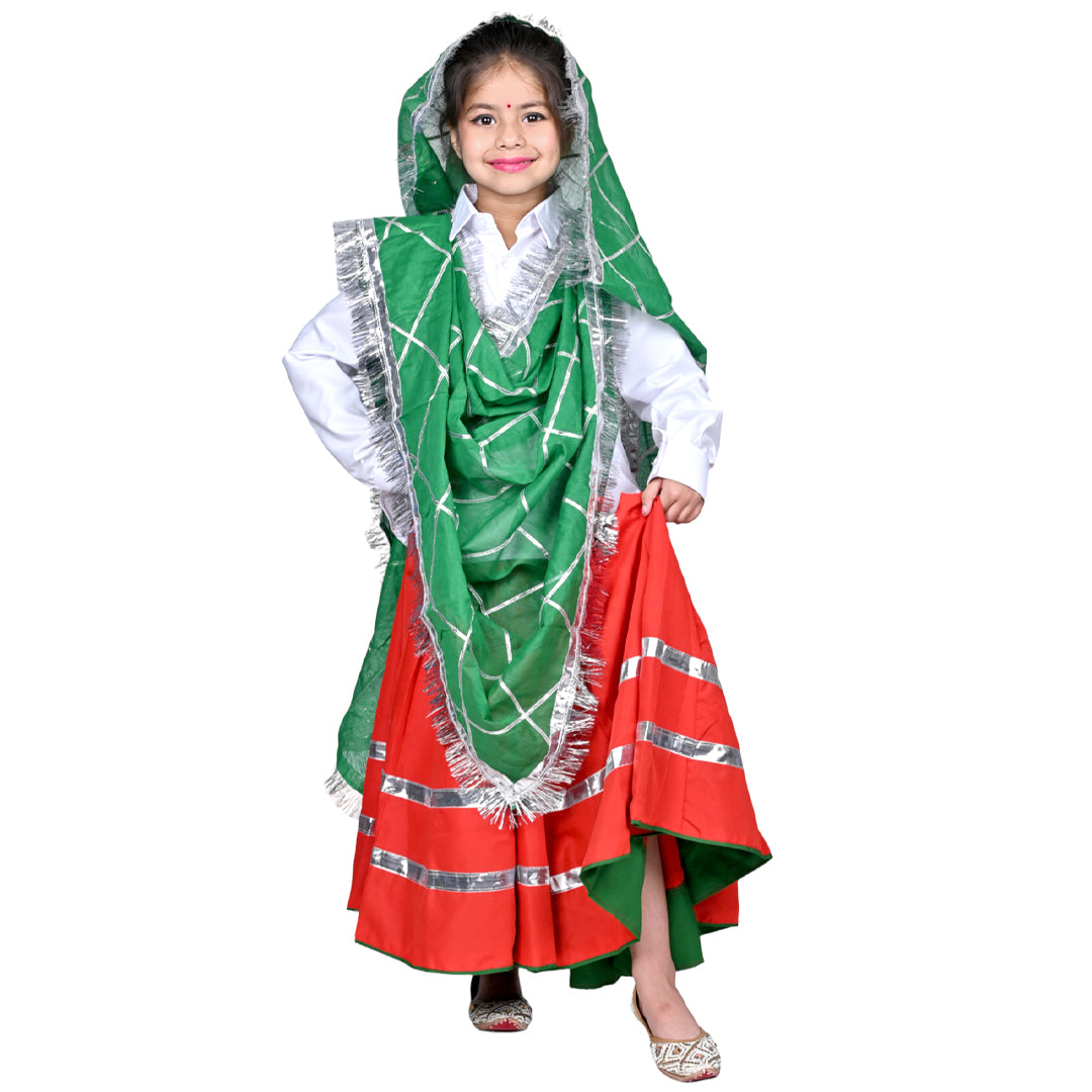Haryanvi Dress For Girls Kids Indian States &amp; Folk Dance Costume (IMC45005-REDGREEN)