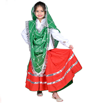 Haryanvi Dress For Girls Kids Indian States &amp; Folk Dance Costume (IMC45005-REDGREEN)