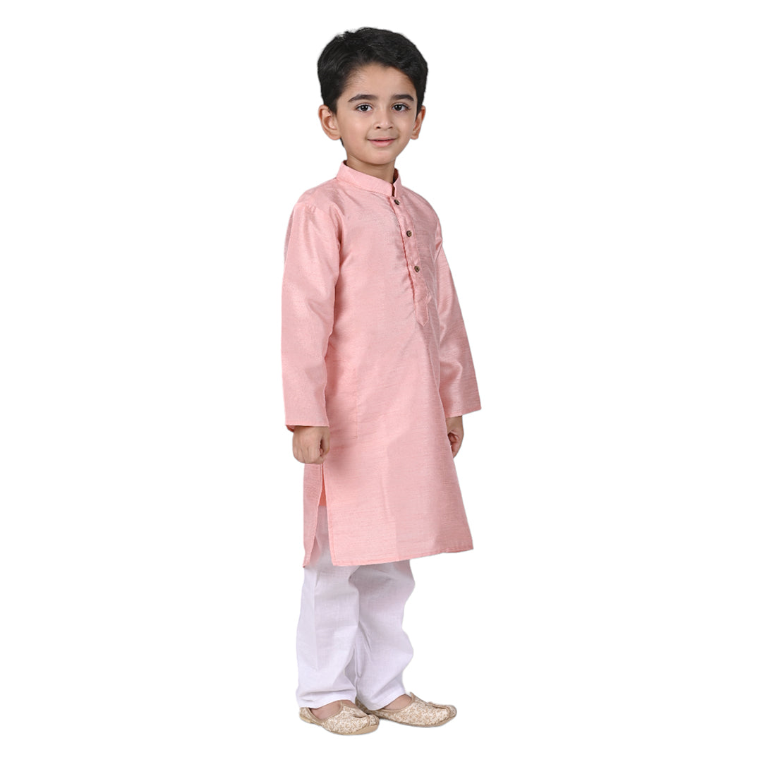 Vaanee Designz Baby Boys Silk Ethnic Wear Kurta Pyjama Set in Faded Pink for Boys Kids