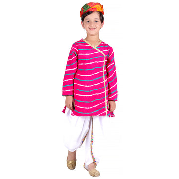 Rajasthani Dress For Boys Kids Indian States &amp; Folk Dance Costume (IMC45006-MAGENTA)