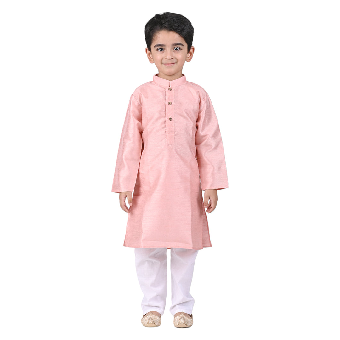 Vaanee Designz Baby Boys Silk Ethnic Wear Kurta Pyjama Set in Faded Pink for Boys Kids