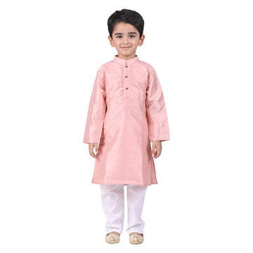 Vaanee Designz Baby Boys Silk Ethnic Wear Kurta Pyjama Set in Faded Pink for Boys Kids