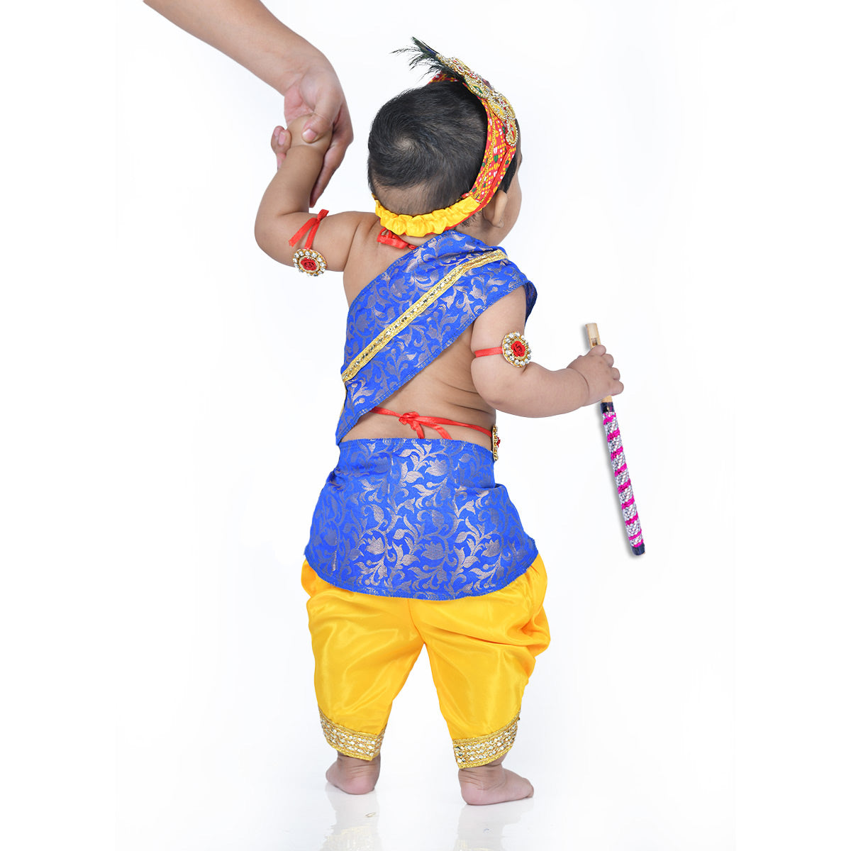 Krishna Dress for Baby Boy Kids Set of 10 Little Krishna Ji Kanha Janmasthmi Costume for Kids (IMC45001-Yelblue)