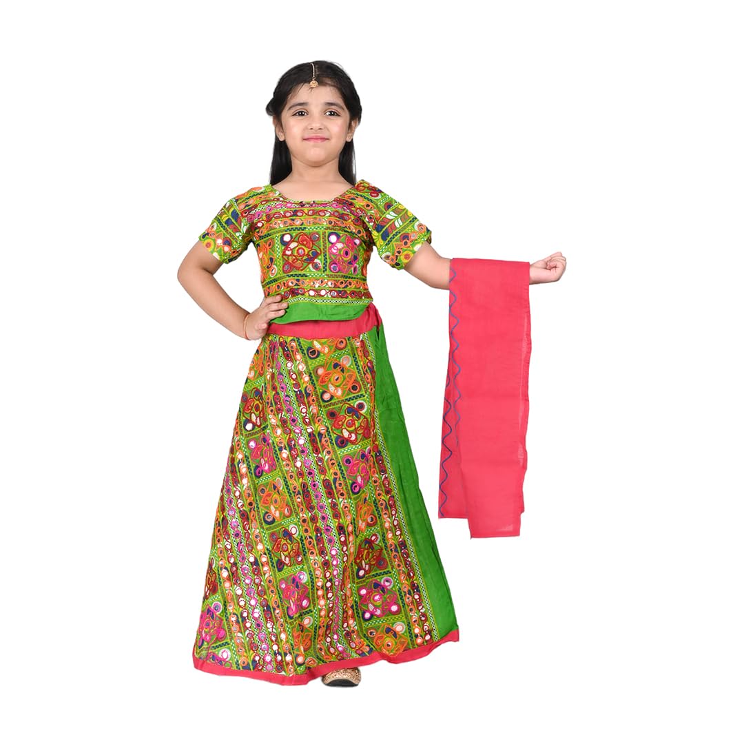 Gujrati Garba Dress for Girls Kids Navratri Complete set Lehenga Choli Dupatta