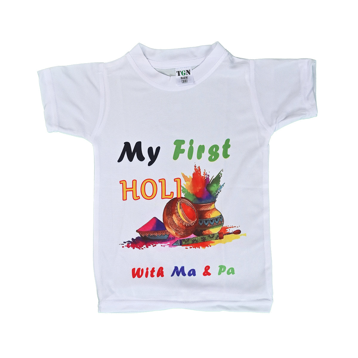 Holi T-Shirts for Kids – Printed Round Neck T-shirts for Boys &amp; Girls (IMC4080-Holi10)