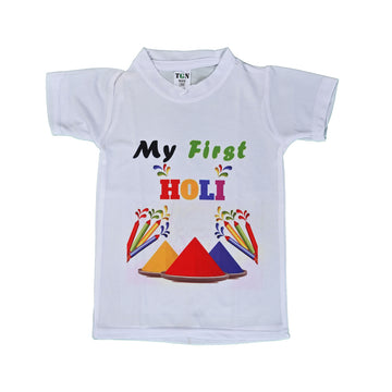 Holi T-Shirts for Kids – Printed Round Neck T-shirts for Boys &amp; Girls (IMC4080-Holi2)