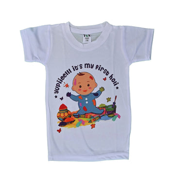 Holi T-Shirts for Kids – Printed Round Neck T-shirts for Boys &amp; Girls (IMC4080-Holi4)