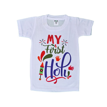 Holi T-Shirts for Kids – Printed Round Neck T-shirts for Boys &amp; Girls (IMC4080-Holi6)