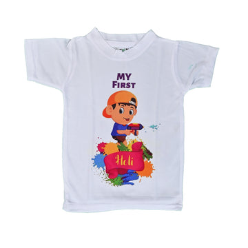 Holi T-Shirts for Kids – Printed Round Neck T-shirts for Boys &amp; Girls (IMC4080-Holi8)