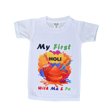 Holi T-Shirts for Kids – Printed Round Neck T-shirts for Boys &amp; Girls (IMC4080-Holi9)