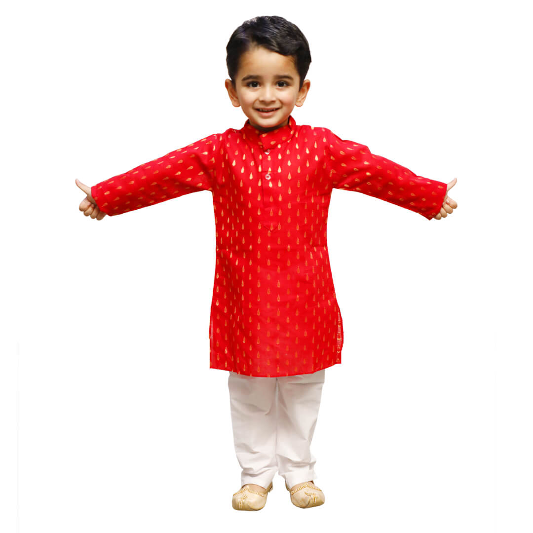 Red Kurta Pajama Set for Baby Boy - Complete Set