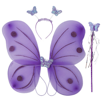 Fairy Butterfly Wings Purple Complete Set(Wings,Hairband,Stick)