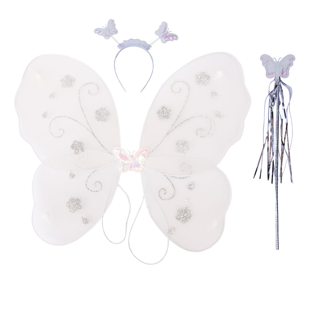Fairy Butterfly Wings Off White Complete Set(Wings,Hairband,Stick)