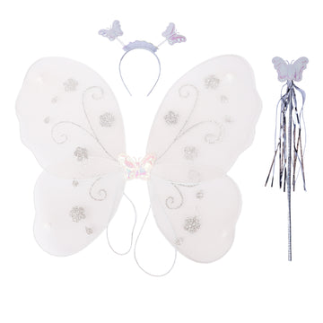 Fairy Butterfly Wings Off White Complete Set(Wings,Hairband,Stick)