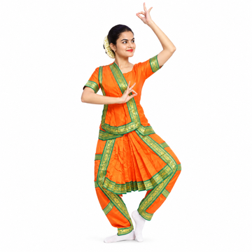 Bharatnatyam Costume – Orange and Green