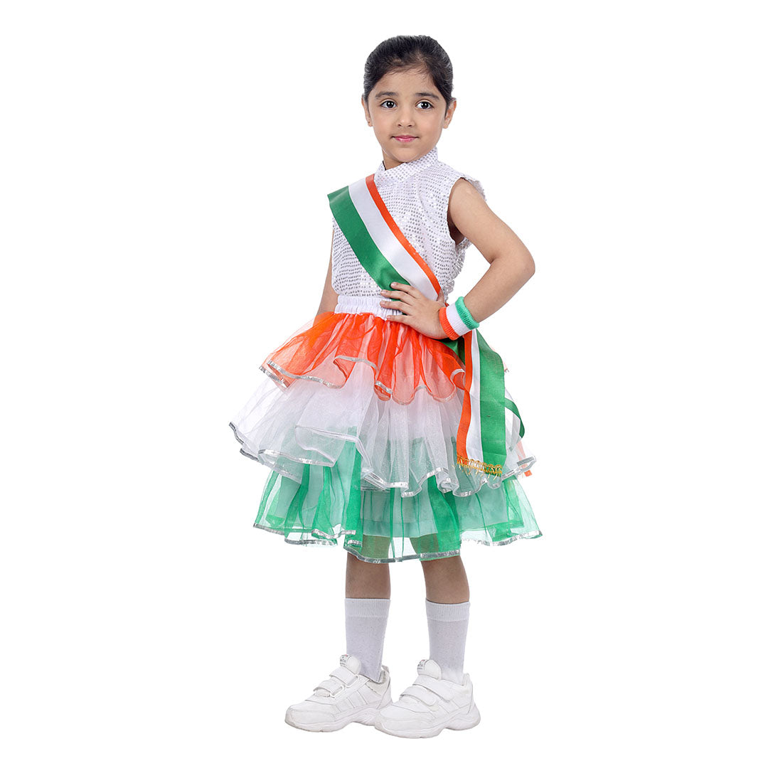 Tricolor Skirt Top Set For Girls Kids Fancy Dress Costume