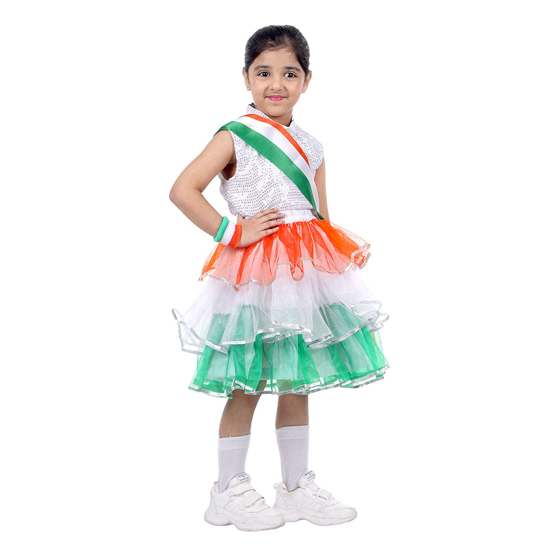 Tricolor Skirt Top Set For Girls Kids Fancy Dress Costume