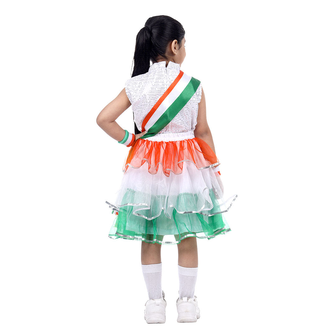 Tricolor Skirt Top Set For Girls Kids Fancy Dress Costume