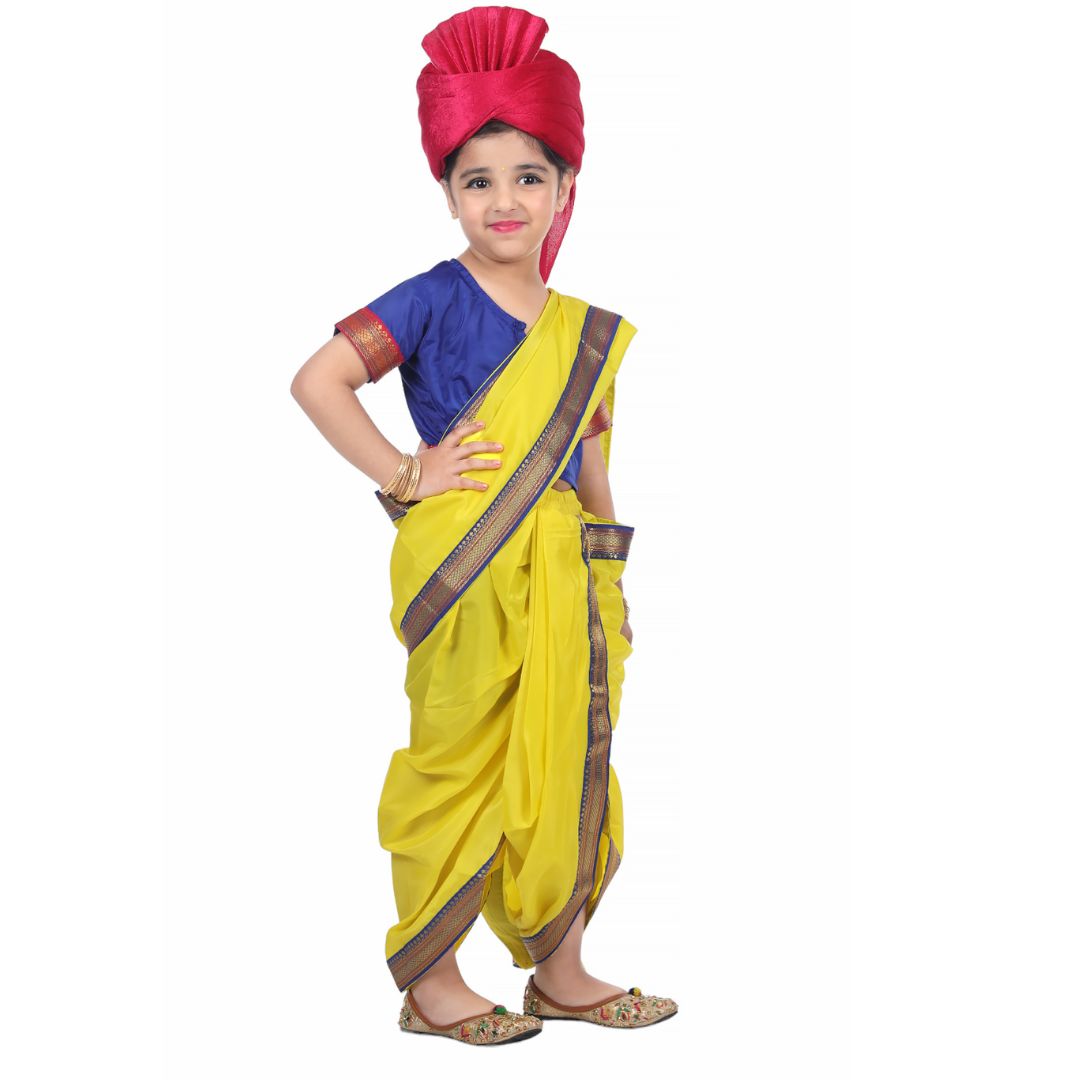 Rani Laksmi Bai Yellow Saari for Girls - Kids Fancy Dress (IMC45002-YYELLOWW)