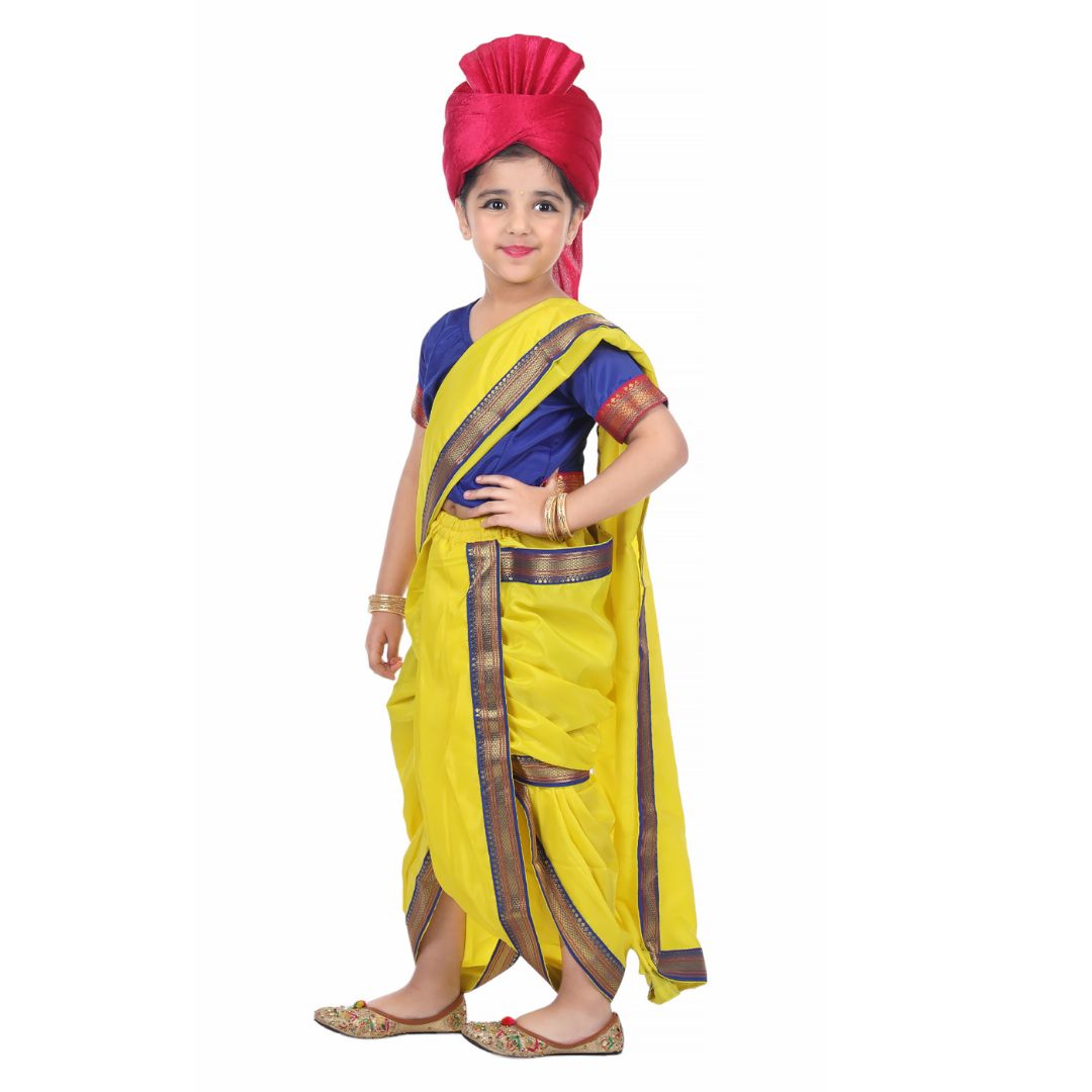 Rani Laksmi Bai Yellow Saari for Girls - Kids Fancy Dress (IMC45002-YYELLOWW)