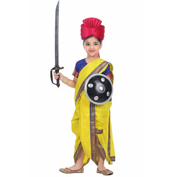 Rani Laksmi Bai Yellow Saari for Girls - Kids Fancy Dress (IMC45002-YYELLOWW)