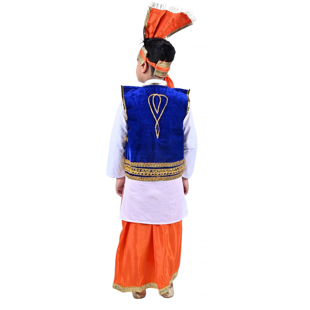 Punjabi Folk Dress in Saffron For Boys - Kids Fancy Dress (IMC579-PUNJB4)