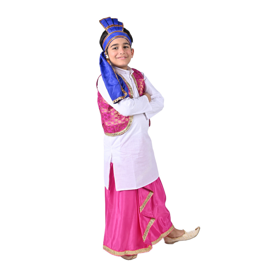Punjabi Folk Dress in Pink For Boys - Kids Fancy Dress (IMC579-PUNJB6)